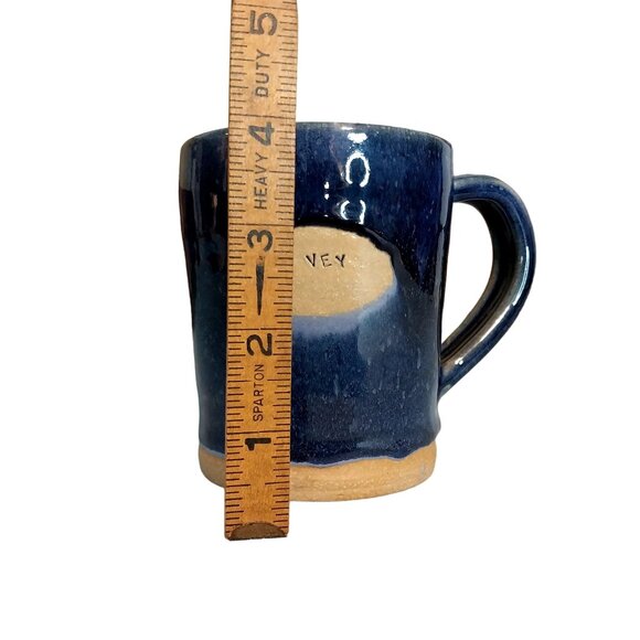 Oy Vey Cowbell Studio Art Pottery Mug Blue Glaze Signed - Picture 6 of 7